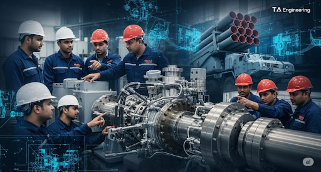 T.A. Engineering team working on naval defense systems - steering gears and sonar winch handling systems